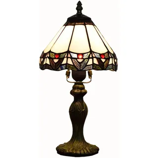 8"Tiffany Style Buntglas Nachttisch Tischlampe, Mini Wohnzimmer Schlafzimmer Bettlampe, Lesetischlampe, kleine Akzentlampe, mehrfarbiger Farbton,Simple