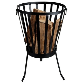 esschert design Feuerschale Feuerkorb Feuerstelle Feuerschale Terrassenkamin rund 35x36x59cm Eisen schwarz, (Feuerkorb) schwarz