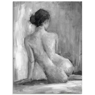 Glasbild ARTLAND "Figur in schwarz & weiß I" Bilder Gr. B/H: 45 cm x 60 cm, Glasbild Frau Hochformat, 1 St., grau Glasbilder in verschiedenen Größen