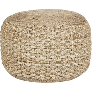 Beliani Pouf Baumwolle und Jute rund 50 cm Geflochten Boho-Stil Sitzpouf Sitzhocker Wohnzimmer Schlafzimmer Esszimmer Kinderzimmer