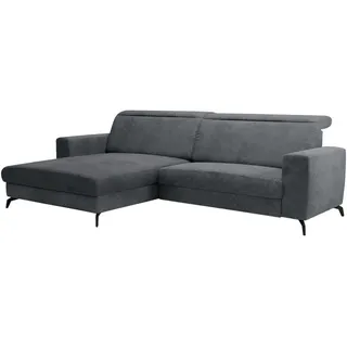 Cantus Ecksofa, Grau, Metall, 4-Sitzer, Ottomane links, L-Form, 290x178 cm, Liegefunktion, Rücken echt, Wohnzimmer, Sofas & Couches, Wohnlandschaften, Ecksofas