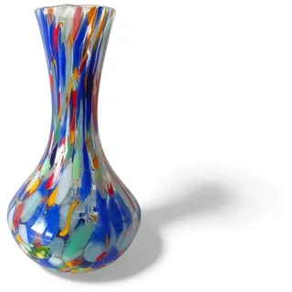 MAZZEGA ART & DESIGN - 1 Vase aus Harlekin-Glas, mundgeblasen und handgefertigt, mit Murrine aus Murano, Linie "Les couleurs de Murano", hergestellt in Italien, Höhe 19 cm (VASO G, 1)