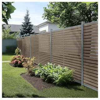 HOME DELUXE Sichtschutzelement WPC Sichtschutzzaun ALIRA, Zuverlässiger Sicht-, Wind- und Lärmschutz, Gartenzaun, Lamellenzaun braun