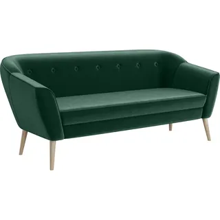 MEBLINI Mini Sofa 3-Sitzer für Wohnzimmer - Mini Lounge für drei Personen - Küchensofa - Sofa Klein - DORIS - 3 - Grün Samt - Grün