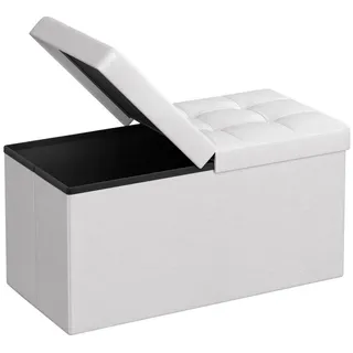 Songmics Sitzbank Truhenbank Weiß 38 x 38 x 76 cm