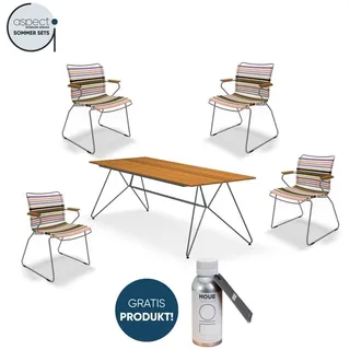 Houe Set aus SKETCH Dining Table 220cm und 4x Click Dining Chair mit Bambusarmlehnen Multi Color 1