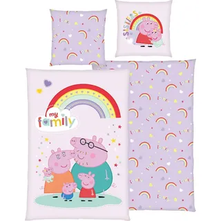 Herding Kinderbettwäsche Kinder-Wendebettwäsche "Peppa Pig", Renforcé, Renforcé Motiv: Peppa Pig/Schriftzug: Peppa Pig/Tiermotive: Peppa Pig bunt|rosa