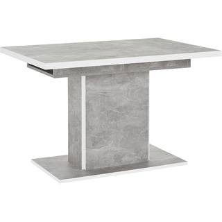 Esstisch HELA "Alice" Tische Gr. B/H/T: 120 cm x 76 cm x 80 cm, Einlegeplatte, grau (beton, weiß) Esstische rechteckig Tisch Breite 120-160 cm