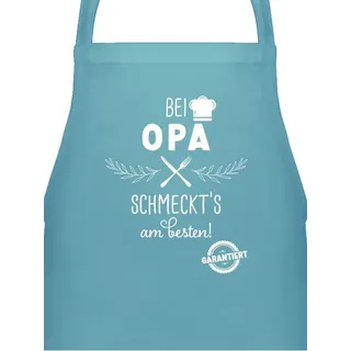 Shirtracer Kochschürze Küchenschürze bei Opa schmeckts am Besten I Opa Geschenk Kochschürze I, (1-tlg), Kochschürze Herren Männer blau