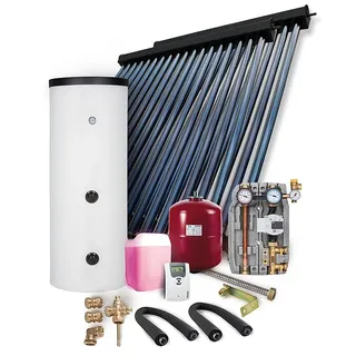 Sunex Solaranlage Paket HP30 9,78m2 Vakuumröhrenkollektor Frischwasserspeicher 400l