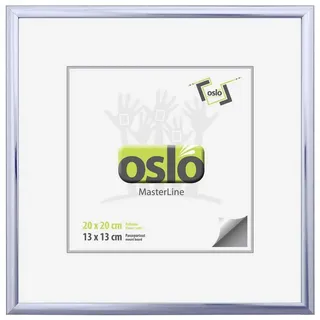 Oslo MasterLine Bilderrahmen Fotorahmen Puzzlerahmen Aluminium Glasscheibe schmal Hoch- Querformat, 20x20 silber glänzend quadratisch mit Aufsteller und Echtglas, Alu silberfarben Quadratisch | 20 cm x 20 cm | 20x20