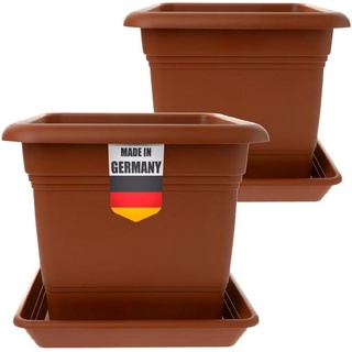 2friends Pflanzkübel Groß Außen Terracotta Kunststoff 2er Set- Blumentopf 40x40 für Draußen, Robuste Blumenkübel Gross Aussen, Ideal für Garten & Terrasse