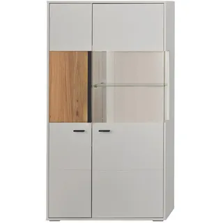 Hom`in Highboard, Esche, Hellgrau, Kunststoff, 7 Fächer, 83.3x154.1x37.4 cm, Frontbeleuchtung, Wohnzimmer, Kommoden & Sideboards, Highboards