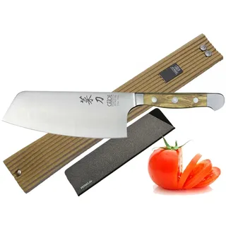 Güde Alpha Olive Messer Kochmesser Santoku Brotmesser Schälmesser Schinkenmesser Chai Dao ohne/mit Gravur + Prymo Farbe 1) Messer OHNE Gravur, Größe Chai Dao 16cm