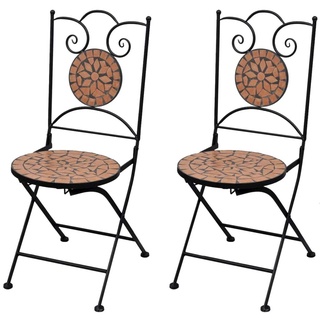 Cikonielf 2 Stück Klappstühle mit Mosaik-Dekoration, Bistrostuhl, Outdoor-Stuhl für Balkon, Terrasse oder Garten, 37 x 44 x 89 cm, Terrakotta