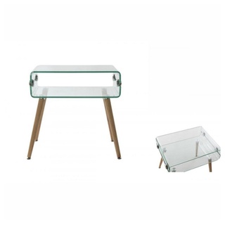Bigbuy Nachttisch »Nachttisch DKD Home Decor Glas Buchenholz 55 x 40 x 55 cm« weiß