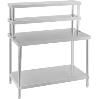 Royal Catering Edelstahl-Arbeitstisch mit Aufsatzboard 120 x 60 cm