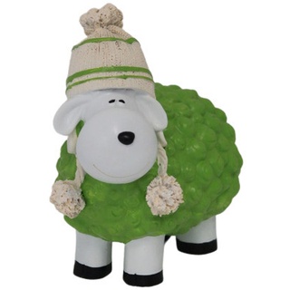 Dekofigur Schaf mit Bommelmütze grün 19,5 x 10,5 x 18 cm