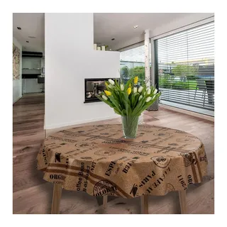 Laro Wachstuchtischdecke Rund 140 cm Braun