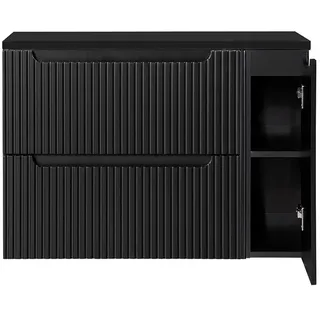 Lomadox Waschtischunterschrank 2 Auszüge 100,4 x 59,5 x 40 cm Schwarz