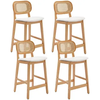 WAHSON OFFICE CHAIRS Barhocker Rattan 2/4er Set, Barstuhl Bistrohocker weiß