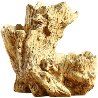 Aymzbd Resin Blumentopf Driftwood Pflanzgefäß Baumstumpf Vase Imitation Holz Dekorationsobjekt Kunstharz Container für Innenbereich Desktop Küche, Holz