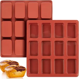 2 Stück Silikon Mini Kastenform, 12-Hohlraum Mini Brotform Silikon Brot Backform, Antihaft-Kleine Kastenform Mini Kuchenformen für Brot, Brownies, Schokolade für Mini-Brot, Brownie, Maisbrot, Käsekuch