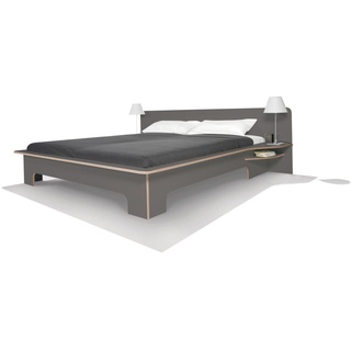 PLANE Doppelbett Anthrazit mit Birkenkante 160 x 200 cm ohne Bettkasten"PLANE Doppelbett"