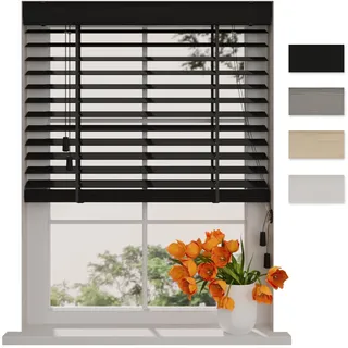 DTCH® Bambus Jalousie innen schwarz 110 x 240 cm, 50mm Lamellen aus Bambus Holz, Breiten von 50 bis 250 cm erhältlich, innenjalousie, Fenster jalousien