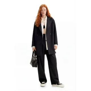 Desigual, Wollmantel Steppnähte, Schwarz, XL, BLACK, XL