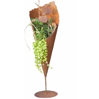 Rostikal Pflanzkübel Pflanzvase Metall Gartendeko Pflanztüte, echter Rost braun 70 cm
