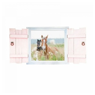 nikima Wandtattoo 023 Wandtattoo Pferde im Fenster (PVC-Folie) weiß 150 cm x 50 cm