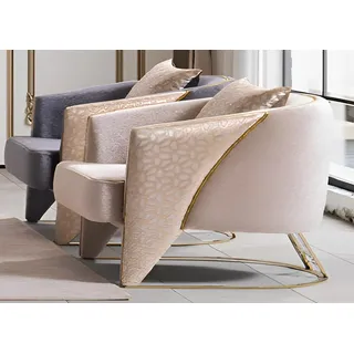 JVmoebel Loungesessel Polsterung beige/gold 2er Set