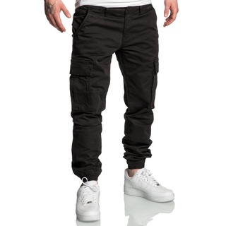 Amaci&Sons Chinohose PLANO Cargo Jogger-Chino Herren Cargo Jogger Chino Jeans Hose schwarz W36