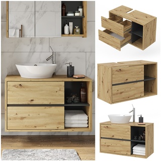 Vicco Wachtischunterschrank Viola Eiche Badschrank Waschbeckenunterschrank hängend