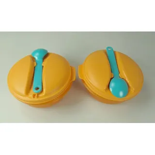 TUPPERWARE To Go Snack&Go 600ml orange türkis (2) Soup&Go + Löffel Snack 11578