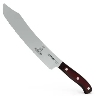 Giesser seit 1776 - Made in Germany - Brotmesser 25 cm Rocking Chefs, PremiumCut Wave No 1, Wellenschliff, Micarta, genietet, rostfrei, deutsches Grillmesser scharf 1930 s w 25 rc Braun