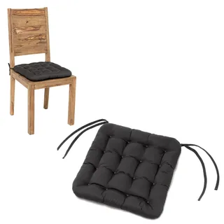 HAVE A SEAT Luxury - Sitzkissen 40x40 cm (6 St.) - bequemes Stuhlkissen, orthopädisch, waschbar bis 95°C, Trockner geeignet, farbecht - Made in Germany - (40x40 cm - 6er Set, Grau-Anthrazit)