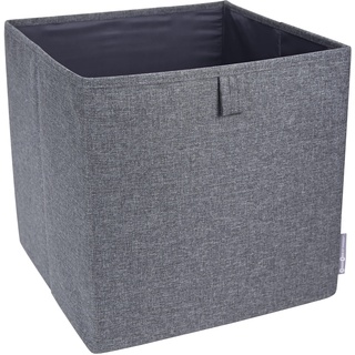Bigso Box of Sweden Würfelbox für das Regal oder den Schrank – große Aufbewahrungsbox für Kleidung, Spielsachen, Bürobedarf usw. – Faltbare Regalbox aus Polyester und Karton – grau