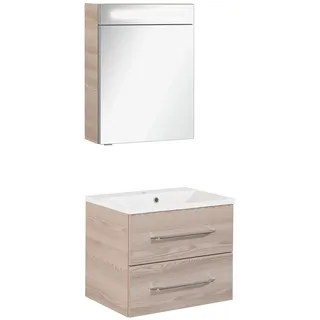 Fackelmann Badmöbel Set B.Clever 2-tlg. 60 cm Esche inkl. LED Spiegelschrank