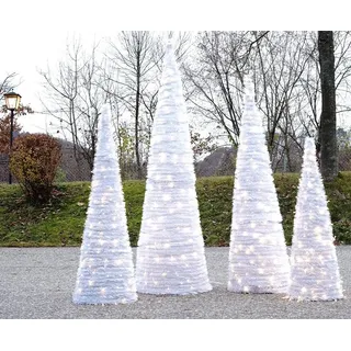 Künstlicher weißer Christbaum kegelförmig mit einer Höhe von 120cm und LEDs