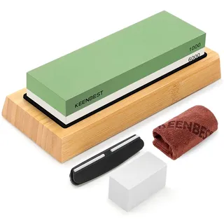KEENBEST Schleifstein Messer Wetzstein Set 1000 6000 Abziehstein Wetzstein für Messer Messerschärfer Whetstone Sharpening Stone Messerschleifsteine Schleifstein Stechbeitel