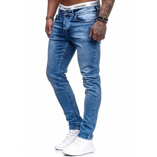 Code47 Slim-fit-Jeans Herren Designer Chino Jeans Hose Basic Stretch blau 32