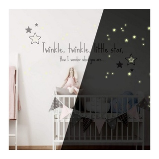K&L Wall Art Wandtattoo Twinkle little star Leuchtsterne Spruch 50x18cm selbstklebend, Kinderzimmer Leuchtbild