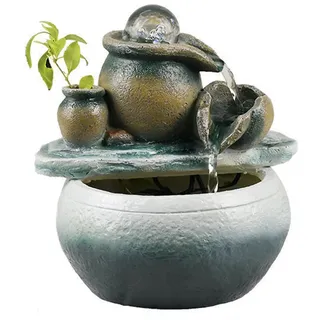 Tuzsocr Zimmerbrunnen Wasserfall, Tischbrunnen mit rollender Kugel, entspannender Zen-Brunnen, buntes LED-Licht, Feng Shui Glück – ideal für Meditation, Geschenkidee für Damen und Herren