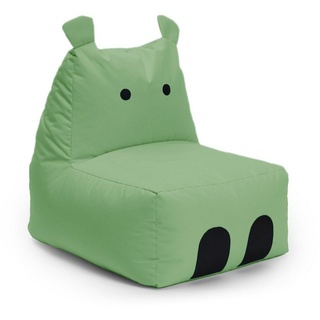 Lumaland Sitzsack Kinder Hippo Tier Kissen 80x70x65 cm (1x Kindersitzsack), Wohlfühl Sitzkissen, süßes Motiv, Kids, pflegeleicht grün