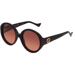 Gucci GG1256S Damen-Sonnenbrille Vollrand Rund Kunststoff-Gestell, braun