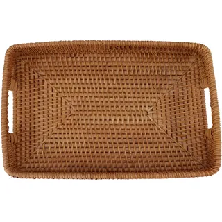 Servierkorb Aus Rattan Mit Griffen, Rechteckiges Tablett Mit Großem Fassungsvermögen Für Obst Und Desserts, Dekoration Für Die Küche