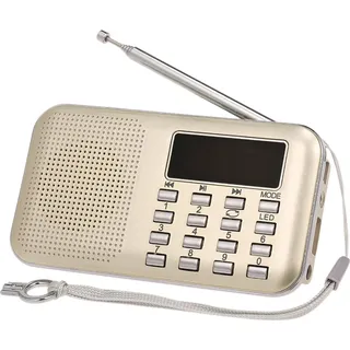 Y-896 Mini-FM-Radio, tragbares Radio, Hi-Fi-Klangqualität, 2-Zoll-Bildschirm, unterstützt USB-Laufwerk/TF-Karte/AUX-IN/Kopfhörerausgang, Gold - Gold