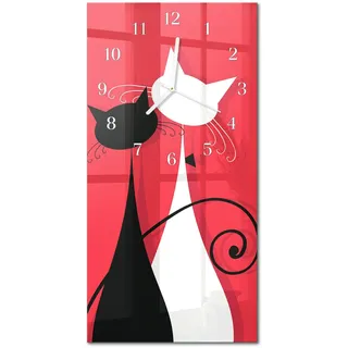 WANDUHR aus Glas 30x60 cm - Katzen